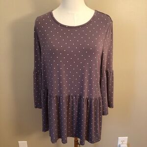 Matilda Jane Purple Peplum Tunic 3/4 Sleeve Size L